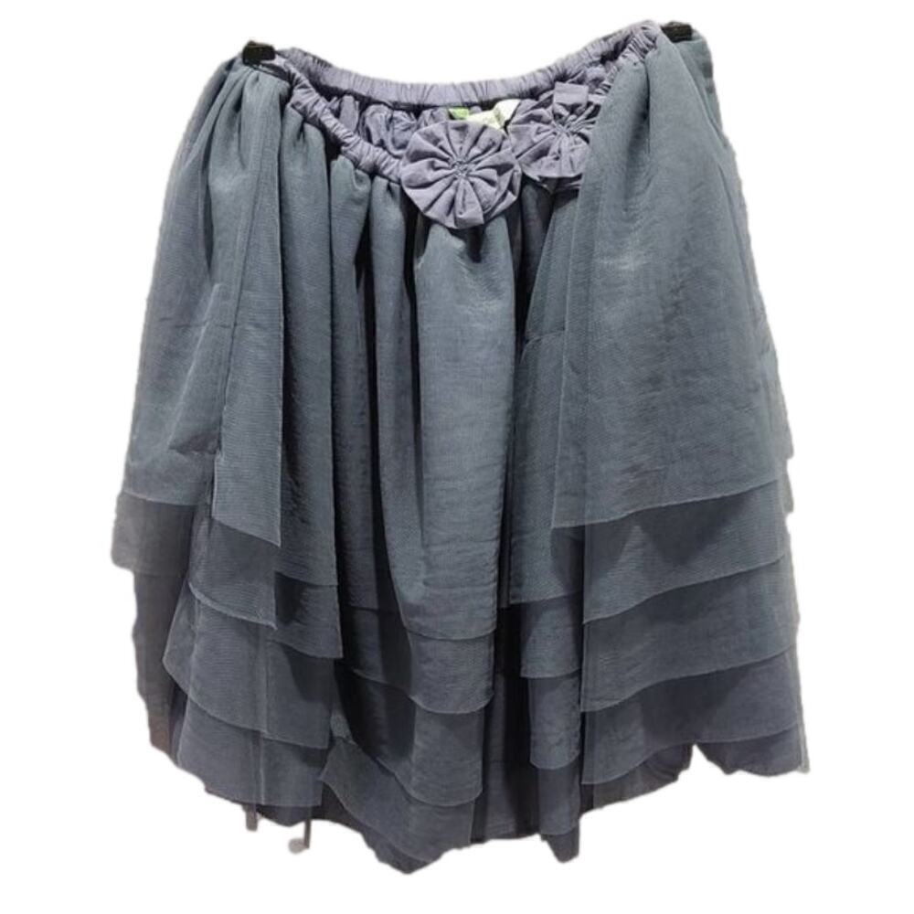 MobyGoby Gray Tiered flower detail skirt